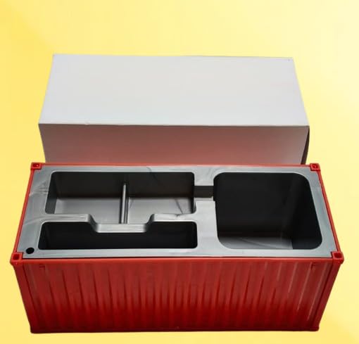 Image of Shipping Container Pen Stand, Container Style Desk Organizer Pen Stand for Office Table Shipping Company, Unique Tabletop for Gifting (Red)