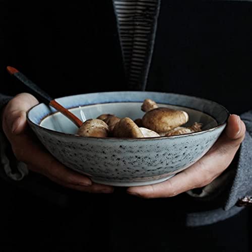 ERoomQ Pasta Bowls Ceramic Large Soup Pasta Noodles Fruit Salad Dessert Cereal Bowl Creative Mixing Serving Cooking Bowls Oven Microwave Safe 7.2 inches Salad Bowls,