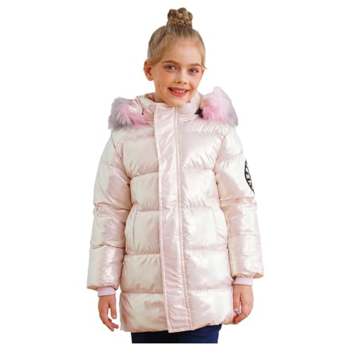 DINORMIN Little Girls' Warm Down Puffer Jacket Lightweight Winter Coat Fleece Snow Outwear Comfy Clothes3