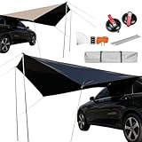 Vehicle Awning - 9x11 Ft Waterproof UV Protection Shade | 210 Polyester Fiber Car Tailgate Awning with Wind Resistance, Easy Setup for SUV Truck RV Rear, Outdoor Camping
