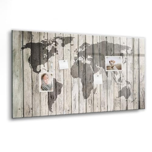 Tableau magnétique en verre décoratif carte du monde haut de gamme