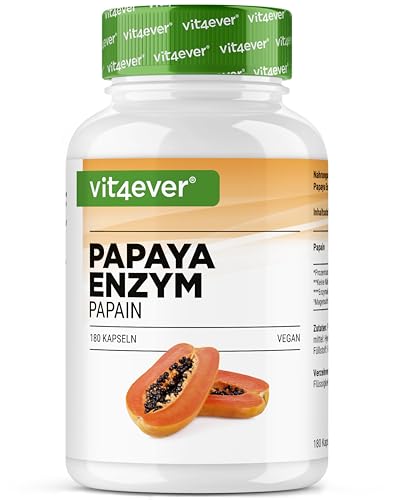 vit4ever Enzima de Papaya - 180 Cápsulas - 12.600.000 U - Alta dosis