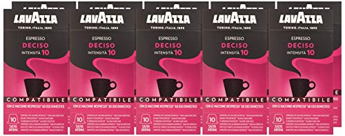Lavazza Cápsulas de Café Compatibles Nespresso Espresso Deciso, Paquetes de 10 x 10 Cápsulas (Total: 100 Cápsulas) - Imagen 6