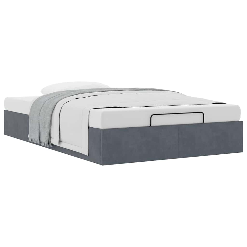 Canapé Abatible 120 x 190 cm, Cama Canape 120 x 190 cm, Cama Tapizada 120 x 190 cm, Cama Individual Crema Gris Oscuro