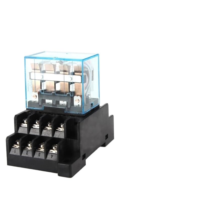 Relé intermedio HH64P LY4NJ 10A, microrelé electromagnético pequeño ACDC12V24V AC110V 220V 380V con base de enchufe de 14 pines PTF14A(With socket,DC 12V)