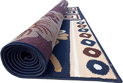 Image of Fine Wool Rectangular Carpet for Living Room, Bedroom and Hall (Color BLUE /5S Size 6 x 8 feet)