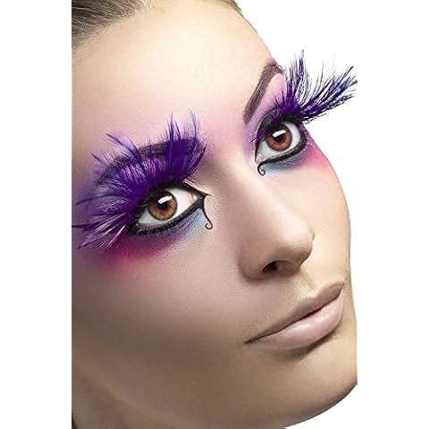 Miya Fantastische Wimpern mit super weich blaue Feder, handgefertigte Künstliche Wimpern, falschen Wimpern, Feder Wimpern, anziehende Deko für Party, Fasching, Maskerade, Bühne Cover