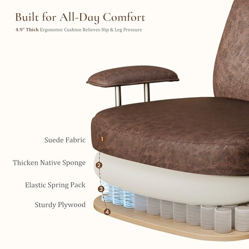 Image of EUREKA ERGONOMIC Home Office Desk Chairs, Ergonomic Computer Chair with High Back, Executive Office Chair with Lumbar Support, Spring Cushion Seat, Mid-Century Modern, Brown
