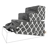 Best Pet Supplies Non-Slip Foam Dog Stair & Pet Ramp, Balanced Indoor Step Support - Folable Stair Cover, Gray Lattice, 4-Step