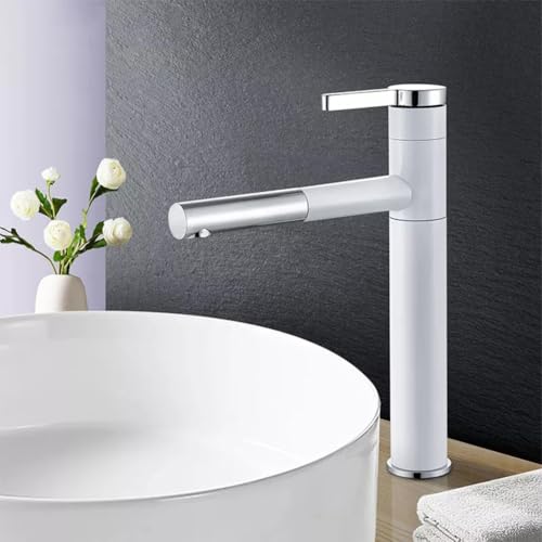 Mitigeur de lavabo blanc eau chaude froide avec flexibles standards - 3