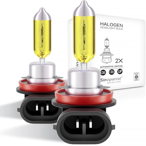 Sinoparcel H11 Headlight Bulb, 2500K 12V 55W, 50% Brighter and More Penetrating, for Fog Light, Low Beam, IP67, Pack of 2