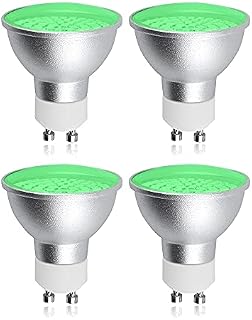 DoRight Green GU10 LED Light Bulbs, 5W GU10 LED Bulbs Colour Spotlights 200-240V GU10 Lamps 50W GU10 Halogen Replacement for Display Case Lighting, Landscape Lighting, Mood Lighting (4-Pack)