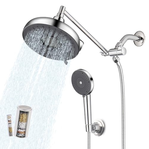 Cabezal de ducha con filtro y ducha de mano, 8 pulgadas