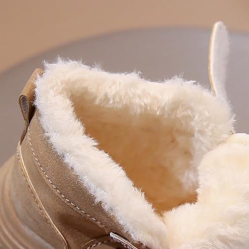 Boys Girls W𝐚terproof Ankle Boots Warm Faux Fur Fashion Sneakers High Top Booties Walking Running Furry Shoes 6