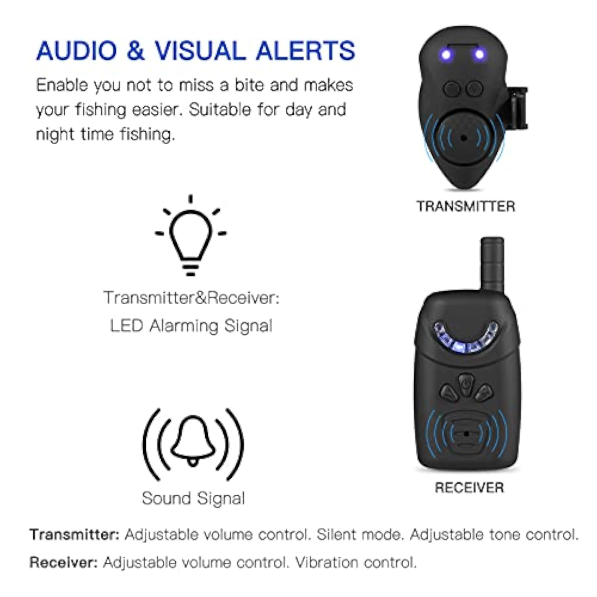 Fishing Bait Alarm Set with Portable Case, Complete Kit