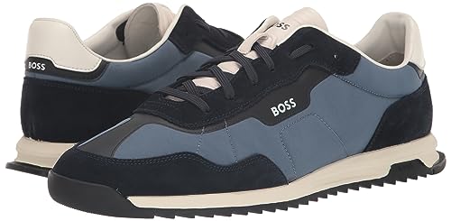 Image of BOSS Men's Zayn Low Profile Suede Leather Two Tone Sneaker