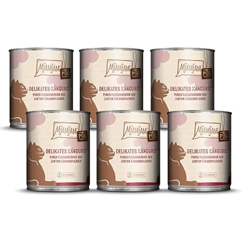 MjAMjAM - premium wet food for cats - pure meat enjoyment - delicious pure kangaroo, pack of 6 (6 x 800 g), grain-free with extra meat Cover