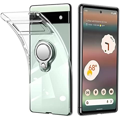 Google Pixel 6a Case Crystal Clear with Ring Holder Kickstand (Supports Magnetic Car Mount) Slim Soft Shockproof TPU Bumper Protective Flexible Cover for Pixel 6a (2022) Cover