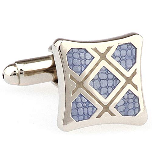 Mancuernillas cuadradas plateadas y azules para hombre miniatura 4