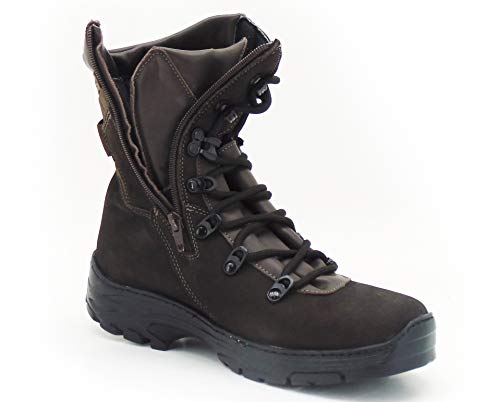 Bota Coturno Militar Com Zíper Lateral Cano Médio Couro