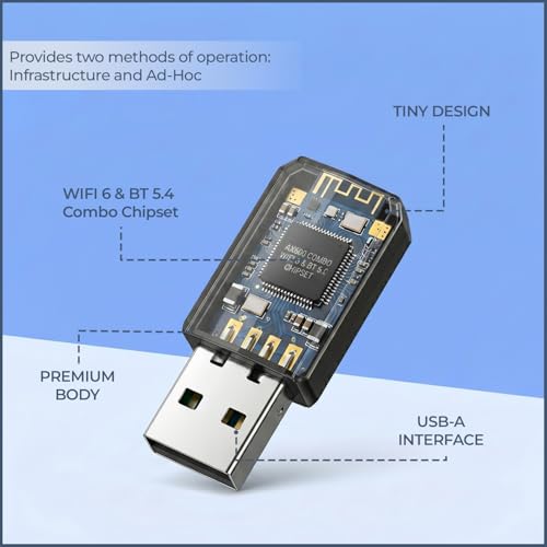 Image of UNIGEN 600Mbps Dual Band WiFi USB Adapter + Bluetooth 5.4 | 2.4GHz & 5.8GHz Wireless WiFi Dongle 5g | Compatible with Windows 7 /10 /11 | Compact Mini USB WiFi Receiver