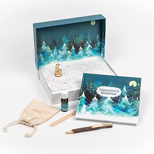 Schnauzberts Winterreise – Adventskalender für Menschen mit Hund – Erlebnisbox mit Buch, Bio-Duftöl, Spielbrett und weiterem Zubehör, für Achtsamkeit, Entspannung und positives Hundetraining