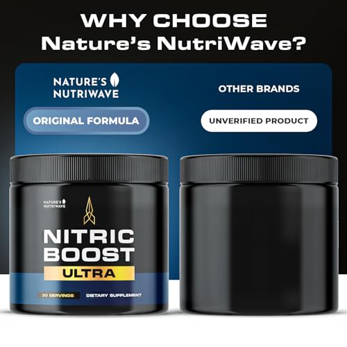 Image of Nitric Boost Ultra Powder - GMP-Certified - 30 Servings, 3 Month Supply | Botanical powder, non-habit forming | Non-GMO, GMP-Certified, Made in USA | Mixes into water, daily scoop