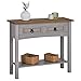 IDIMEX Table Console Ramon Table d'appoint rectangulaire en pin Massif Gris et Brun avec 2 tiroirs et 1 étagère, Meuble d'entrée Style Mexicain en Bois dim 88 x 73 x 32 cm