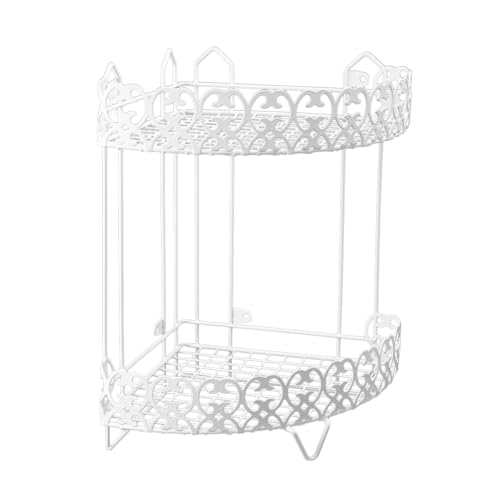 Gadpiparty Estante de Esquina para Baño sin Taladro Hierro Forjado Diseño Decorativo Tamaño Pequeño 31X205X205 CM 2 Capas Soporte de Pared para Almacenamiento en Baño y Aseo