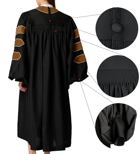 Image of MyGradDay Unisex Deluxe Graduation Doctorate Robe with Gold Piping Available for Customization