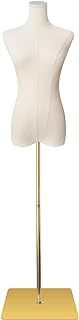 SHAREWIN Female Mannequin Torso Women Dress Forms for Sewing Manicanequin Body High Stability Gold Metal Stand for Clothing Dress Jewelry Display Adjustable Height 50”-70” Thin Body