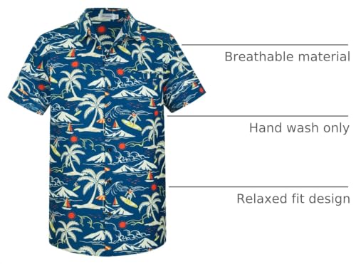 Image of Yoimira Hawaiian Shirts for Men, Print Mens Casual Short Sleeve Button Down Shirts Floral Aloha Beach Shirt
