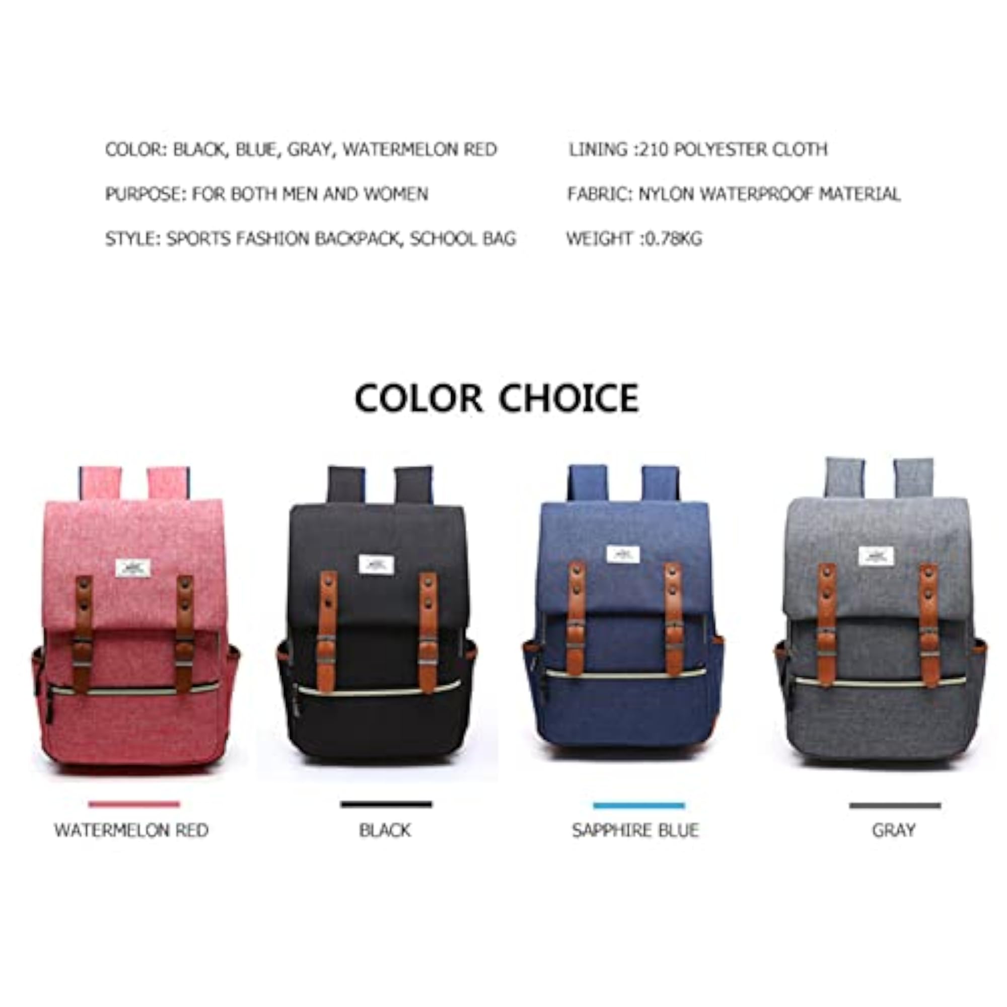 Vintage College Laptop Backpack for School