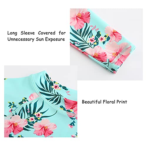 Girls Two Piece Rash Guard Swimsuits Set Long Sleeve Bathing Suit with UPF 50+ Sun Protection Kids Sunsuits Swimwear Set4