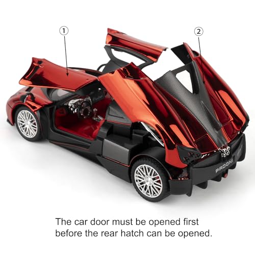 Modelo coche Pagani Huayra 1:24 rojo con luz y sonido miniatura 6