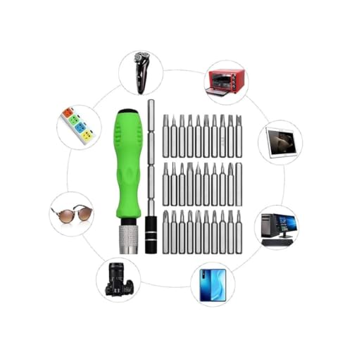 Image of Home Lane 32-in-1 Precision Screwdriver Set | Magnetic Extension Rod | Phillips, Torx, Hex, Pentalobe Bits | Repair Mobile, Laptop, Watch & Electronics | DIY Home Tool Kit (Green Handle)