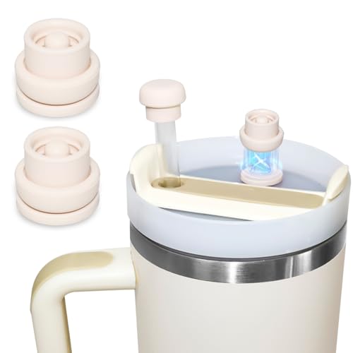 2 Pack Magnetic Straw Caps Compatible with BrüMate All Era and Stanley Tumblers, Silicone Straw Caps Toppers for Stanley Accessories, for All Cups with a Diameter of 9-12mm (Light pink)