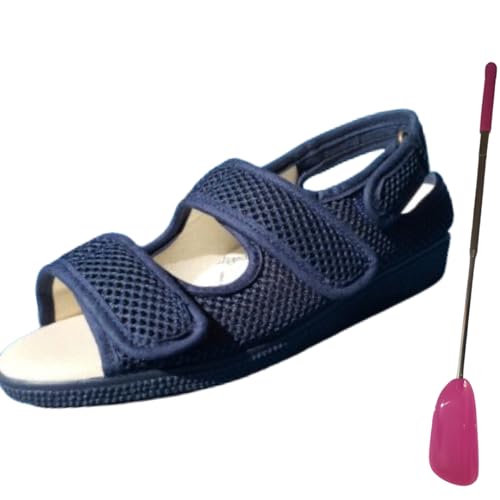 10-KALMA Zapatos Ortopédicos Mujer - Zapatillas Horma Ancha – Cómodas – Pies Delicados - Ancho Especial (AZUL FBM, Sistema tallas calzado EU, Adulto, Números, 3X-Ancho, 38)