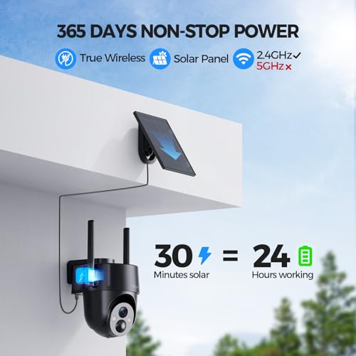 Solar Security Cameras Wireless Outdoor, 2K 360° View WiFi 3MP Security Cam - image 3