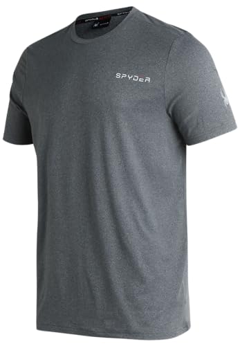 Spyder Men's Active Shirt - Fitted Short Sleeve Crewneck Performance Training Shirt - Dry Fit Workout Shirt for Men (S-XL)