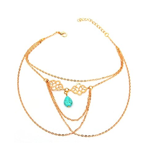 Turquoise Drop Arm Harness Slave Chain Upper Armband Cuff Armlet Bracelet