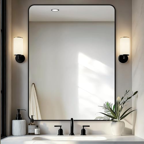 Image of Delma Bathroom Vanity Mirror, Black Framed Mirror for Over Sink, 30x40