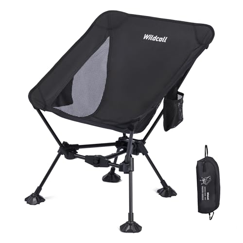 WildCall Silla Plegable Ligera para Camping Silla Anti-hundimiento, Negra miniatura 1