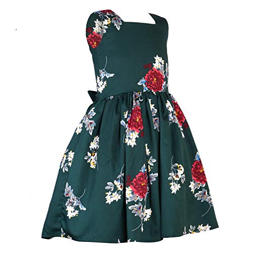 Image of Girls Skater Printed Poly Crepe Dress | Round Neck Sleeveless Mini /Midi Knee Length Casual Dress