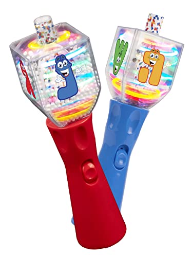 Izzy 'n' Dizzy Spinning Light Up Dreidel - Lights Up and Flashes as it Turns - Flashing Dreidels for Chanukah - Assorted Colors - Chanukah Toys & Games & Hanukkah Gifts for Kids