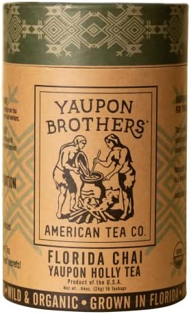 Florida Chai Yaupon Tea - Yaupon Brothers - Wild-Crafted, Naturally Caffeinated – Antioxidant-Rich – Florida Grown Superfood – 16 Natural Fiber Tea Bags