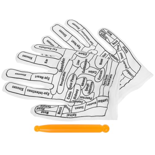 IMIKEYA Guantes de Masaje de Reflexología de Fibra Elástica para Manos y Dedos con Bastón de Acupresión Portátil Alivio de Fatiga y Mejora de Circulación para Uso en Casa Viaje y