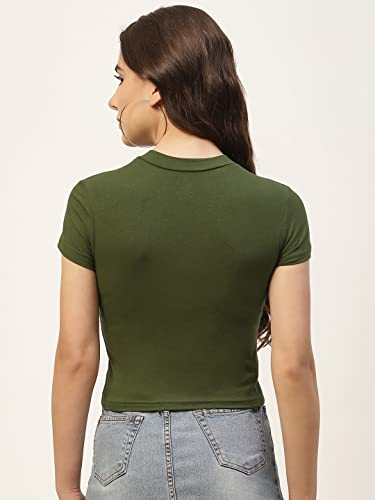 Image of Women Solid Super Soft streachable Cotton Lycra Blended Crop Top