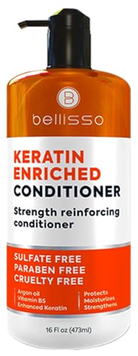Keratin Conditioner Sulfate and Paraben Free Deep Treatment for Dry Damaged Hair - Salon Formula - For Curly Color Treated Straight and Frizzy Hair for Women and Men to Repair Split Ends