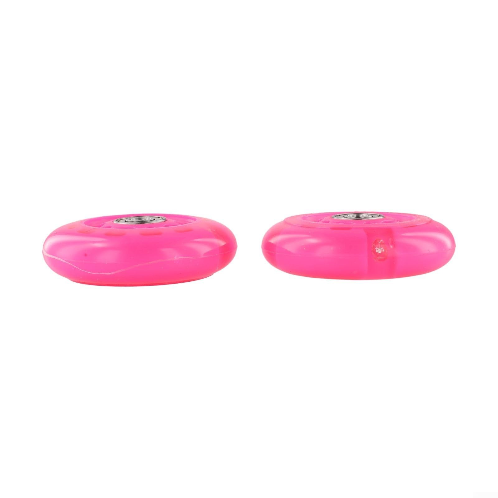 2 Pairs 80mm LED Flash Scooter Wheels with High Carbon Bearings, PU Replacement Rollers for Inline Skates and Kids Outdoor Street Skating Gear(Pink)